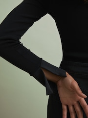 Florere Hybrid Knit Satin Cuff Top - Image 4 of 6