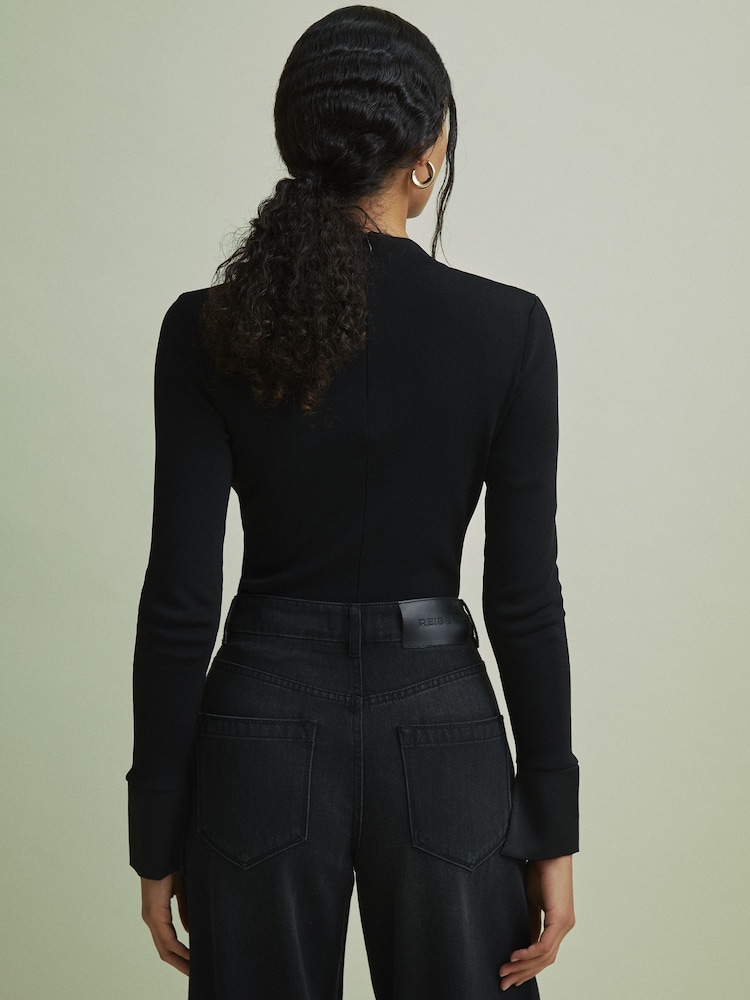 Florere Hybrid Knit Satin Cuff Top - Image 4 of 6