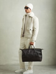 Reiss White Flick Cabled Roll-Neck Jumper with Cotton and Wool - Image 5 of 6