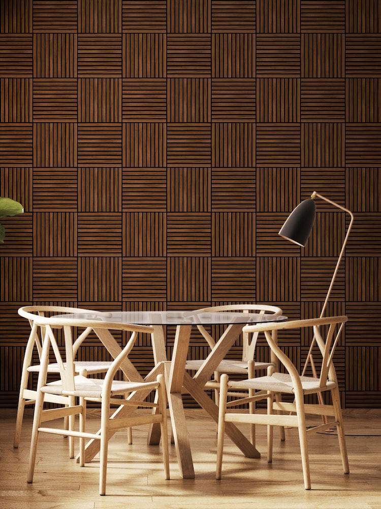 Hoopla Walls Walnut Square Slat Wallpaper - Image 1 of 2