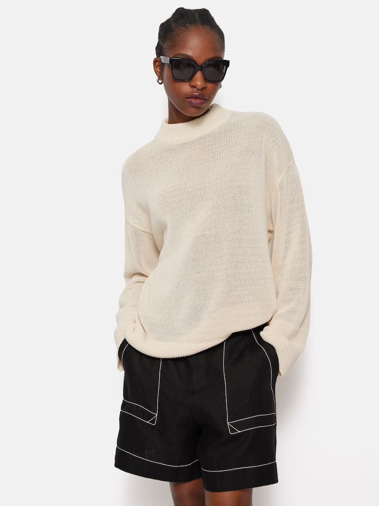 Jigsaw Cream Corded Cotton Blend Jumper - Image 1 of 6