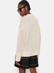 Jigsaw Cream Corded Cotton Blend Jumper - Image 5 of 6