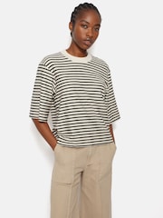 Jigsaw Blue Stripe Textured T-Shirt - Image 1 of 7