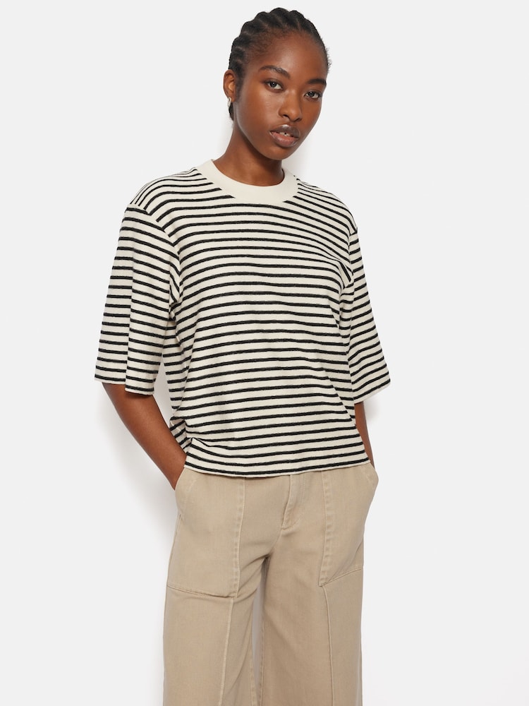 Jigsaw Blue Stripe Textured T-Shirt - Image 1 of 7 Jigsaw Blue Stripe Textured T-Shirt - Image 1 of 7
