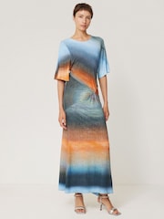 Jigsaw Blue Glazed Abstract Twist Dress - Image 1 of 6