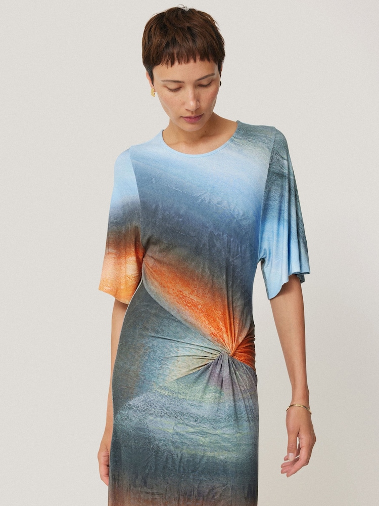 Jigsaw Blue Glazed Abstract Twist Dress - Image 2 of 6