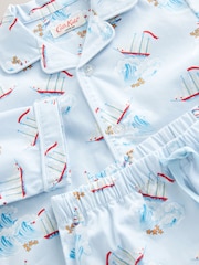 Blue/White Cath Kidson Boat Single Button Through 100% Cotton Pyjamas Set - Image 3 of 4