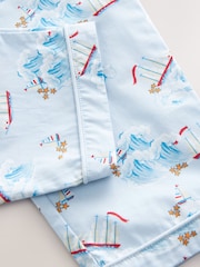 Blue/White Cath Kidson Boat Single Button Through 100% Cotton Pyjamas Set - Image 4 of 4