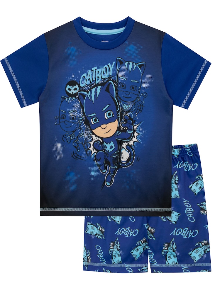 Character Blue Boys Masks Catboy Short Pyjamas - Image 1 of 4