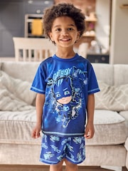 Character Blue Boys Masks Catboy Short Pyjamas - Image 4 of 4