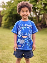 Character Blue PJ Masks Catboy And Gekko 100% Cotton T-Shirt - Image 1 of 1