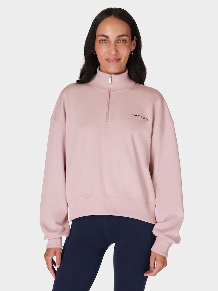 Sweaty Betty Pink Revive Crop Half Zip Sweatshirt - Image 1 of 6 Sweaty Betty Pink Revive Crop Half Zip Sweatshirt - Image 1 of 6