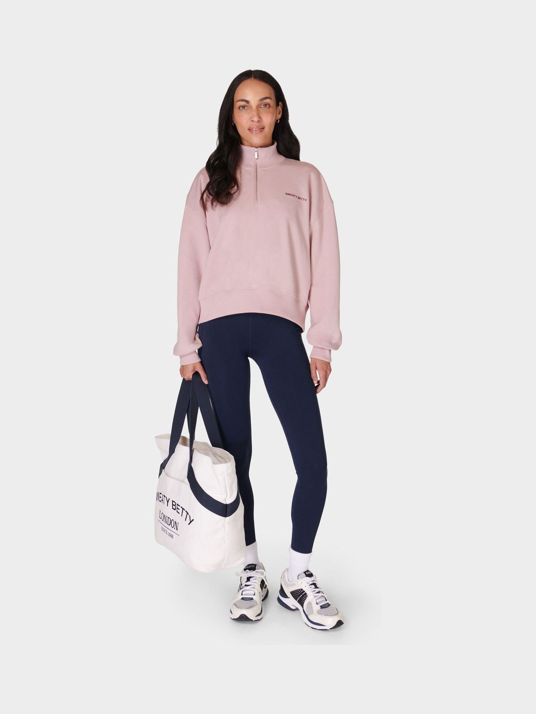Buy Sweaty Betty Pink Revive Crop Half Zip Sweatshirt from