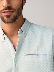 Green Textured Long Sleeve 100% Cotton Shirt - Image 4 of 8