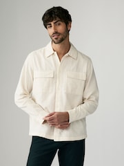 Ecru Textured Waffle Long Sleeve 100% Cotton Shirt - Image 1 of 7