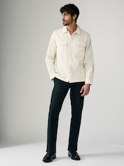 Ecru Textured Waffle Long Sleeve 100% Cotton Shirt - Image 2 of 7