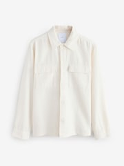 Ecru Textured Waffle Long Sleeve 100% Cotton Shirt - Image 5 of 7
