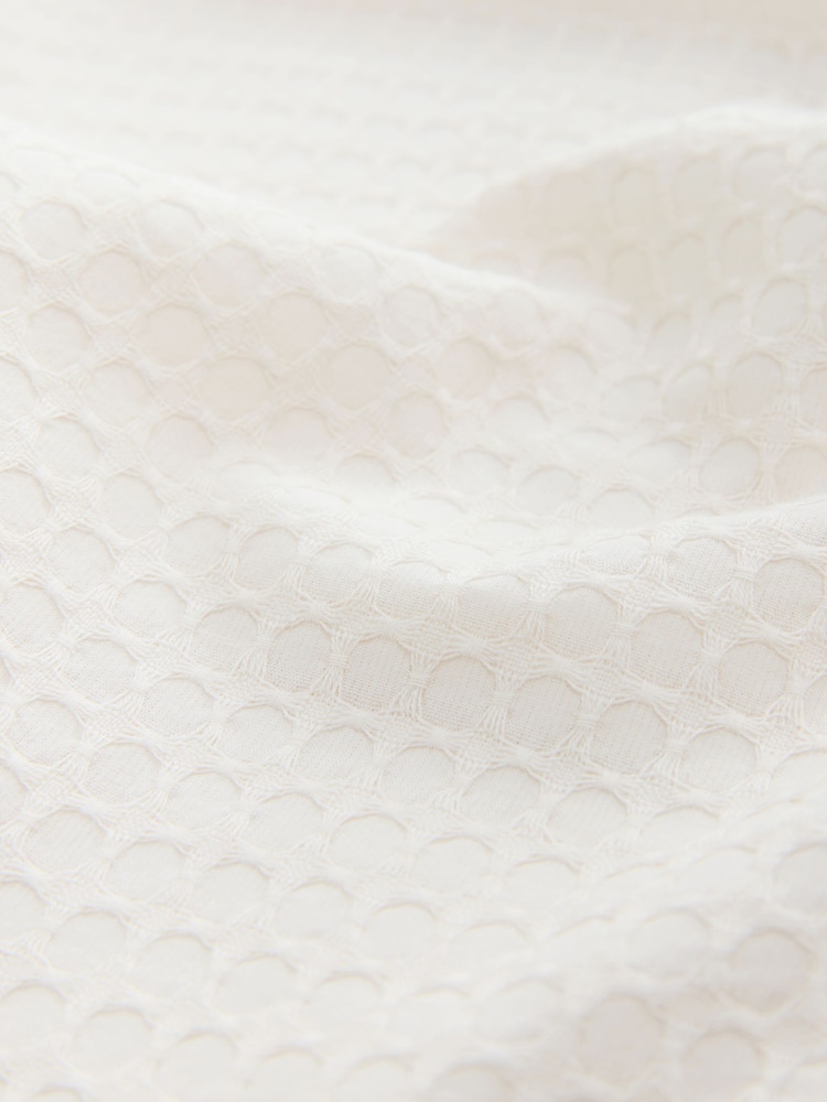 Ecru Textured Waffle Long Sleeve 100% Cotton Shirt - Image 7 of 7