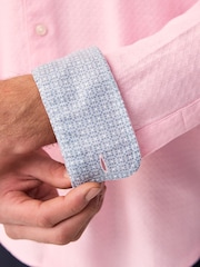 Pink Textured Long Sleeve 100% Cotton Shirt - Image 4 of 7