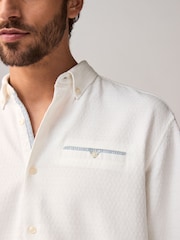 White Textured Long Sleeve 100% Cotton Shirt - Image 5 of 9