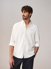 White Textured Long Sleeve 100% Cotton Shirt - Image 6 of 9