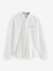 White Textured Long Sleeve 100% Cotton Shirt - Image 7 of 9