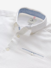 White Textured Long Sleeve 100% Cotton Shirt - Image 9 of 9