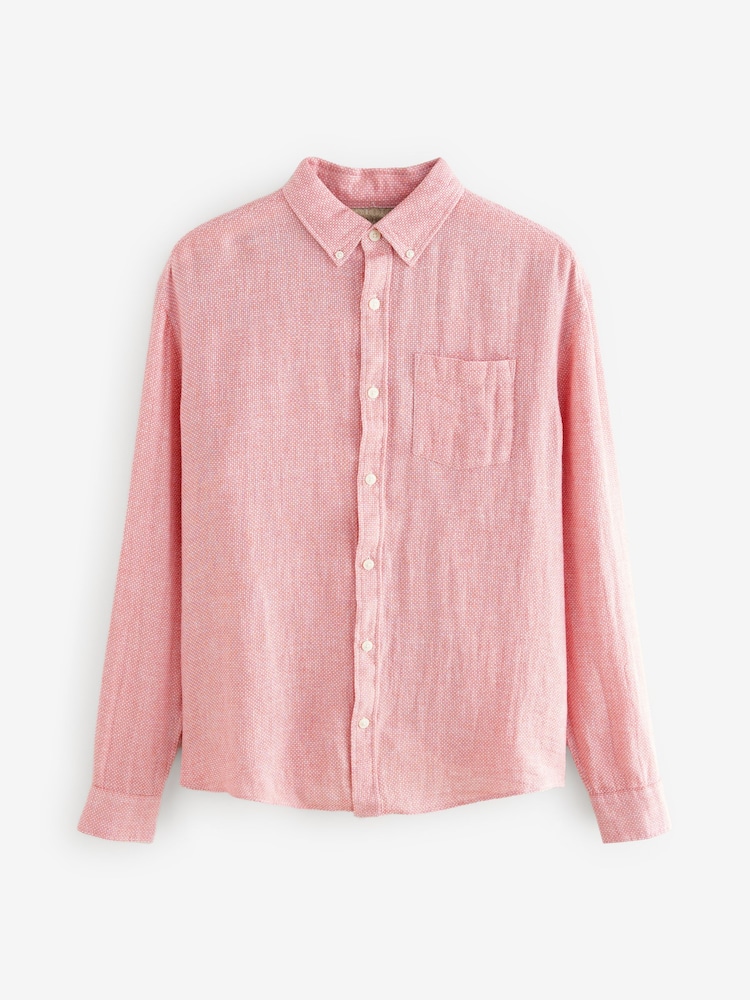 Rose - Col Classique - Chemises longues Blend de lin de coton - Image 6 of 8