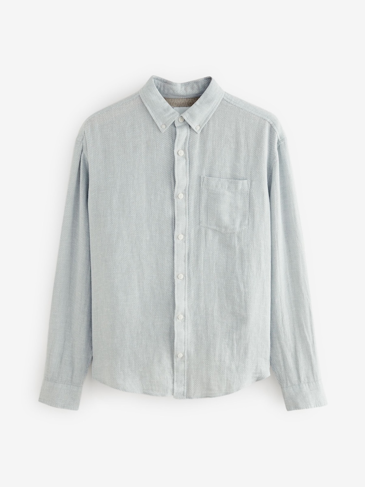 Gris - Col Classique - Chemises longues Blend de lin de coton - Image 6 of 8