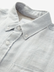 Grey Standard Collar Cotton Linen Blend Long Sleeve Shirt - Image 7 of 8