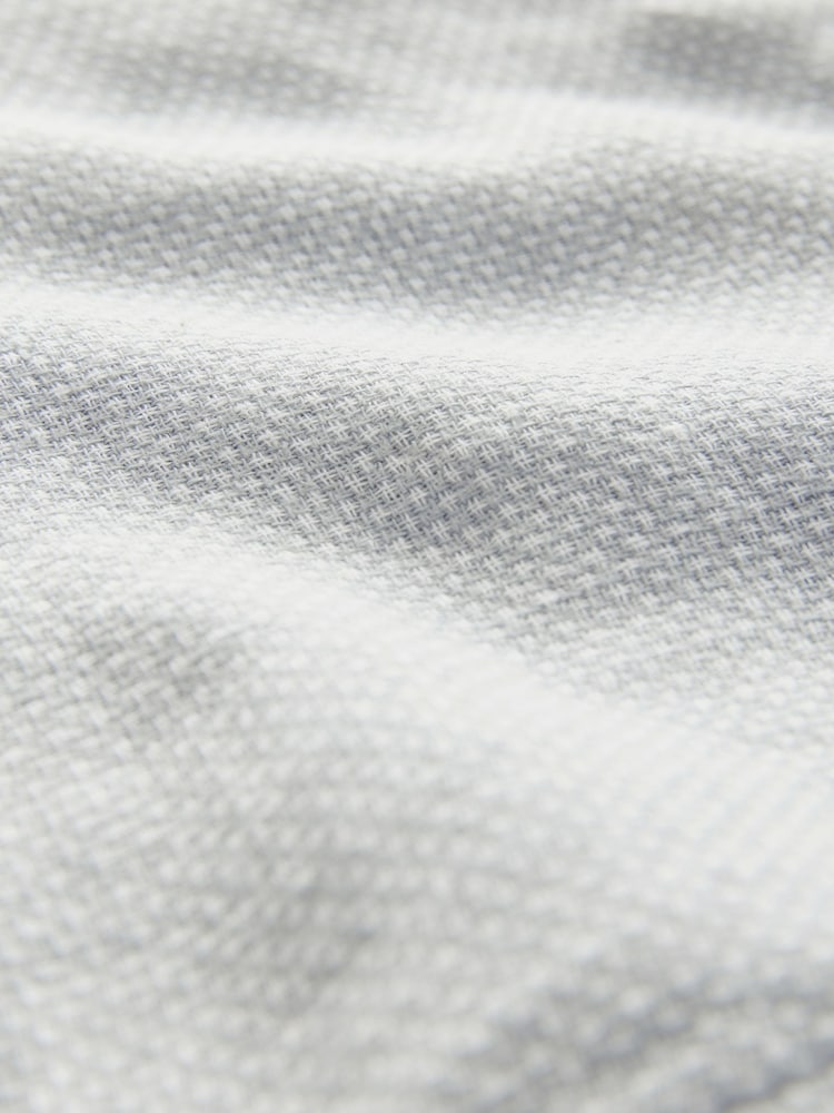 Grey Standard Collar Cotton Linen Blend Long Sleeve Shirt - Image 8 of 8