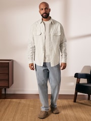 Green Long Sleeve Seersucker Stripe Shirt - Image 3 of 7