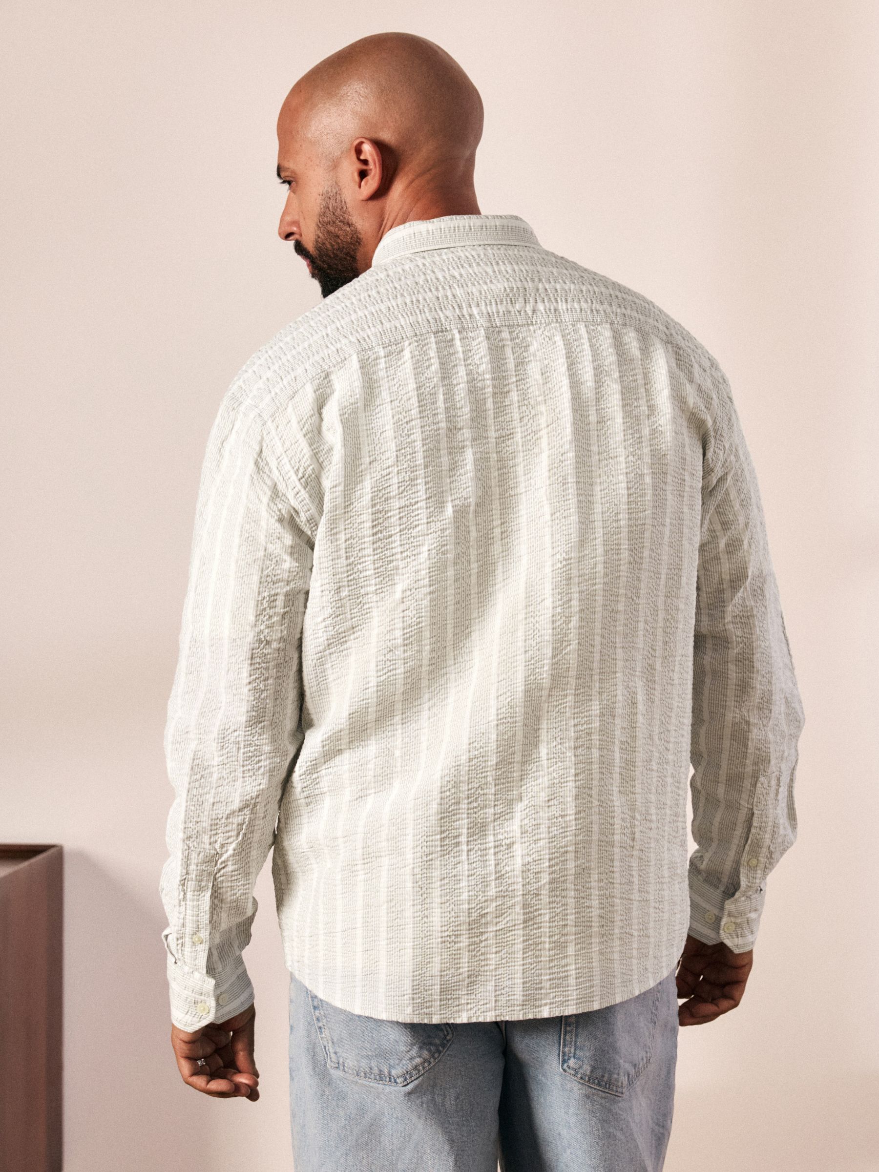 Buy Green Long Sleeve Seersucker Stripe Shirt from Next USA