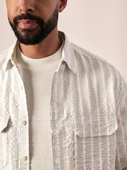 Green Long Sleeve Seersucker Stripe Shirt - Image 7 of 7