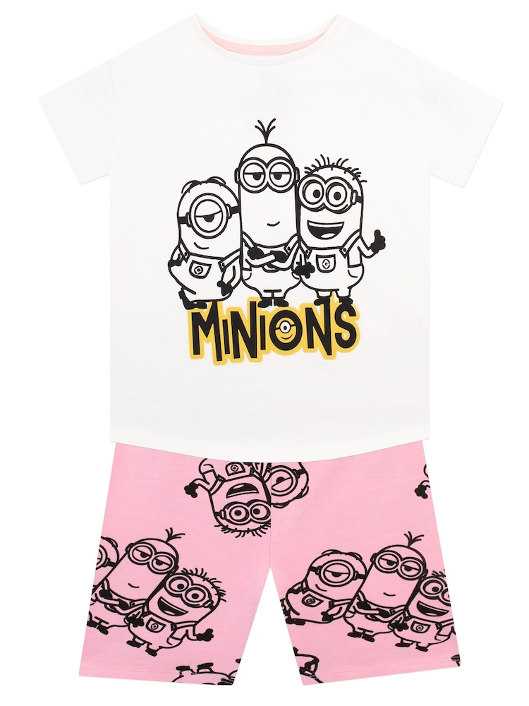 Character Pink Minions Despicable Me 100% Cotton T-Shirt And Shorts Outfit Set - Image 1 of 3