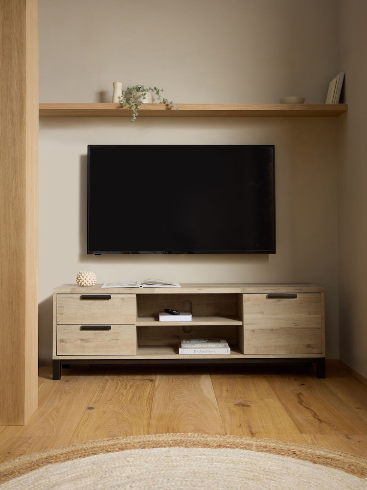 Light Bronx Oak Effect Up to 65 Inch TV Unit - Image 2 of 6