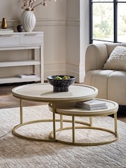 Light Valencia Mango Wood Nest of 2, Round Coffee Table - Image 1 of 6