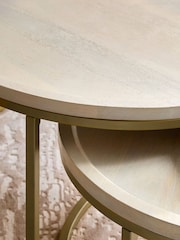 Light Valencia Mango Wood Nest of 2, Round Coffee Table - Image 2 of 6