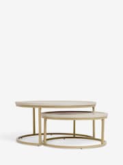 Light Valencia Mango Wood Nest of 2, Round Coffee Table - Image 4 of 6