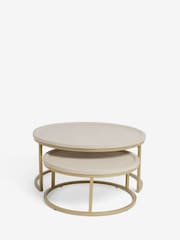 Light Valencia Mango Wood Nest of 2, Round Coffee Table - Image 5 of 6