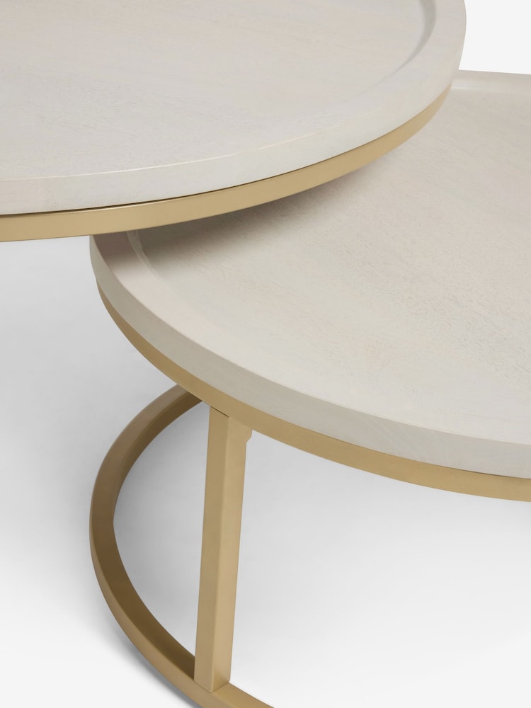Light Valencia Mango Wood Nest of 2, Round Coffee Table - Image 6 of 6