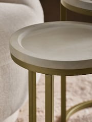 Light Valencia Mango Wood Round Set of 2 Nest of Tables - Image 3 of 6