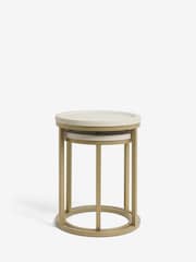 Light Valencia Mango Wood Round Set of 2 Nest of Tables - Image 4 of 6