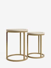 Light Valencia Mango Wood Round Set of 2 Nest of Tables - Image 5 of 6