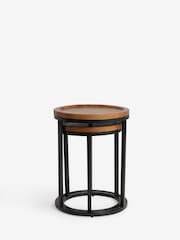 Dark Valencia Mango Wood Round Set of 2 Nest of Tables - Image 3 of 4