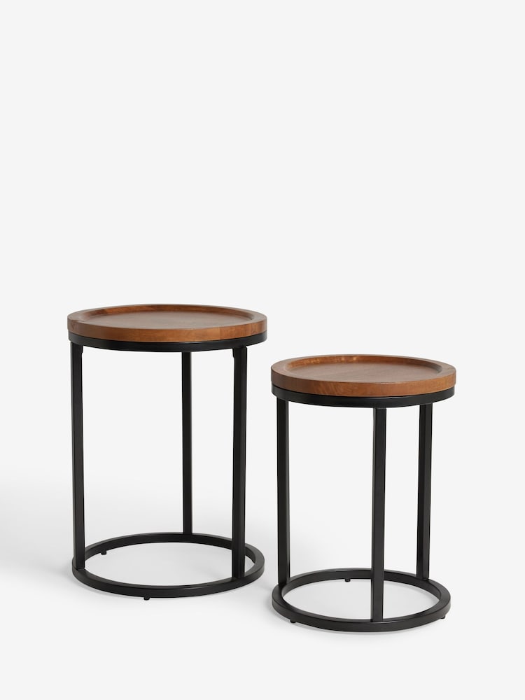 Dark Valencia Mango Wood Round Set of 2 Nest of Tables - Image 4 of 4