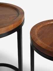 Dark Valencia Mango Wood Round Set of 2 Nest of Tables - Image 6 of 6