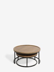 Dark Valencia Mango Wood Nest of 2, Round Coffee Table - Image 3 of 6
