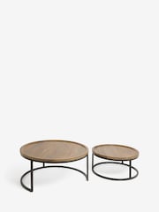 Dark Valencia Mango Wood Nest of 2, Round Coffee Table - Image 4 of 6