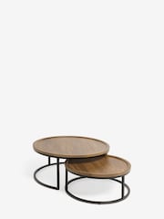 Dark Valencia Mango Wood Nest of 2, Round Coffee Table - Image 5 of 6
